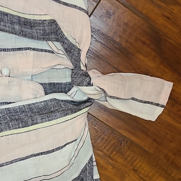 VINCE CAMUTO Ladies Pink Black White Linen Button Down Blouse - Size 2X - Picture 6 of 16